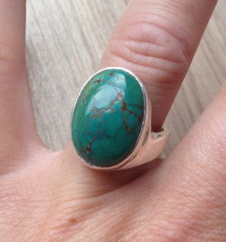 Zilveren ring met Tibetaanse Turkoois ring maat 17.7 mm